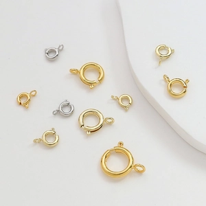 Cierres de anillo de resorte bañados en oro de 14k para joyería DIY y collares