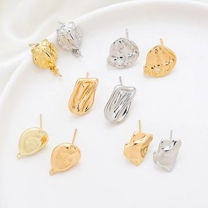 DIY Copper Gold Plated Baroque Style Earring Findings For Jewelry Making Irregular Geometric Lion Head Earring Post Accessories