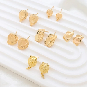 Baroque style gold plated copper earring findings for DIY jewelry making accessories