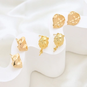 Baroque gold plated earrings set with irregular shapes and lion head designs for DIY jewelry
