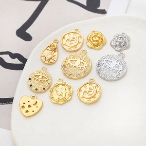 Vintage gold and silver plated metal pendants for DIY jewelry making in assorted shapes