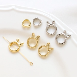 Copper Gold Plated Color Preserving Heart Rabbit Bead Rings Spacer Connectors DIY Handmade Jewelry Bracelet Necklace Accessories