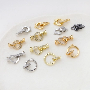 Gold-plated copper connectors with cubic zirconia for DIY jewelry making and necklaces