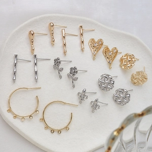 DIY jewelry earring findings in gold and silver finish with zircon accents