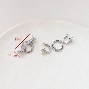 Silver-plated clasp with micro-set zircon, 22mm x 11mm dimensions for DIY jewelry