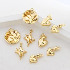 Gold-plated heart flower and star pendants for DIY jewelry making necklaces and bracelets