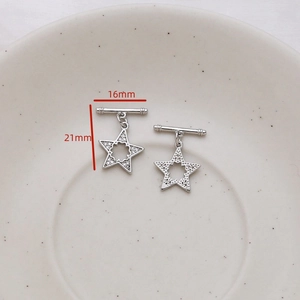 Detail view of zircon-encrusted star-shaped OT toggle clasp for DIY jewelry crafts