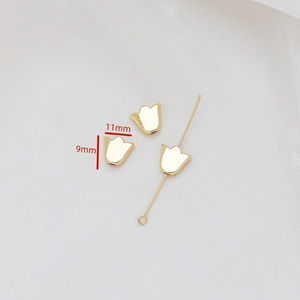 Détail de perles tulipes en or 14K de 11x9mm montrant les dimensions pour bijoux DIY