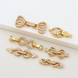 Fermoir Connecteur Bijoux en Cuivre Plaqué Or avec Zircone pour Fabrication DIY Collier Bracelet Accessoire Léopard OT