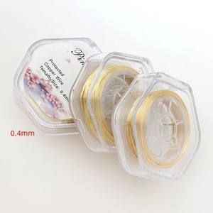 Tres paquetes de alambre de cobre dorado de 0,4 mm para tejer joyas hechas a mano