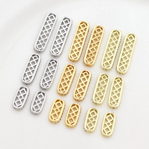 Hollow geometric jewelry spacers in gold and silver plating for DIY necklaces