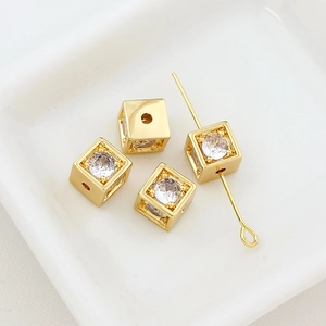 Detail of 18k gold plated cubic zircon spacer beads for DIY jewelry making