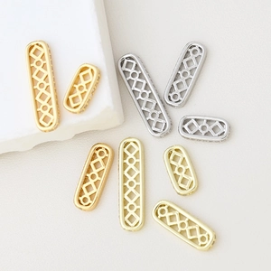 Gold and silver 18k plated rectangular hollow spacer charms for DIY jewelry making