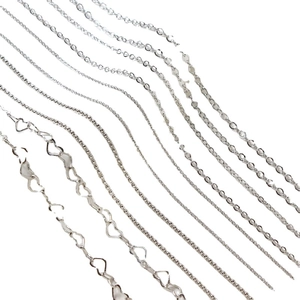 Chaînes en cuivre argenté avec motifs cœur et perles pour la création de bijoux DIY
