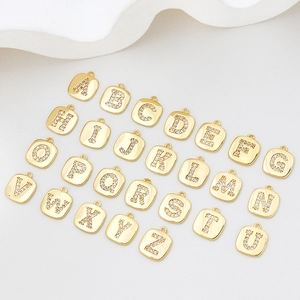 Alphabet Quadrat Anhänger Ohne Kette Kupfer Zirkonia Eingelegt Initialen Charm Für Halskette Armband DIY Zubehör Gold