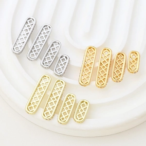 14k/18k gold plated hollow geometric jewelry spacers with cubic zirconia in three colors