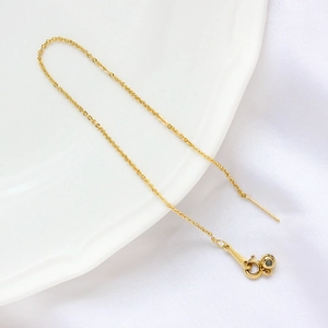 Adjustable 14k gold plated minimalist box chain bracelet with pin slider and bead charm