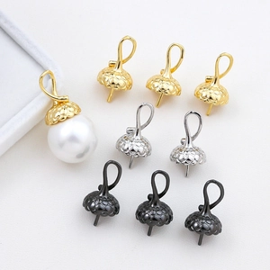 Coperchio Pendente per Gioielli Fai da Te in Rame Placcato Oro Vero con Trama a Ghianda Supporto per Künstliche Perle per Collana Bracciale