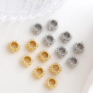 Perles d'espacement plaquées or 18k et argent avec zircons pour la création de bijoux DIY
