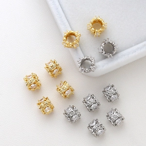 Perles d'espacement pavées de cristaux dorées 18k pour bijoux DIY en or et argent