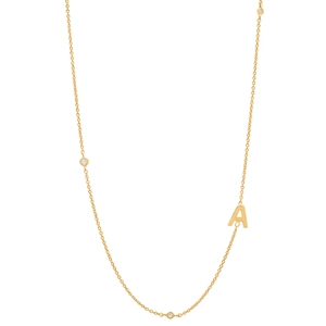 18K gold plated titanium steel necklace with letter A pendant and three zircon stones