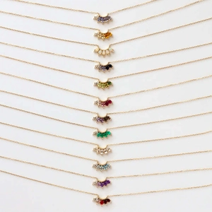18K gold plated necklace set with twelve colors of marquise-cut birthstone pendants