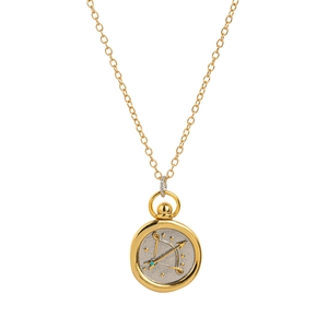 18K gold-plated zodiac necklace with two-tone Sagittarius pendant on a fine chain