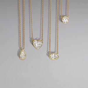 Minimalist Pendant Necklace Copper 14K Gold Plated Zircon Geometric Heart Round Pear Marquise Star Style For Women