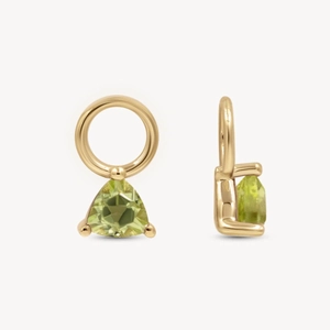 Classic 18K gold plated birthstone pendant featuring a triangular green zircon gem