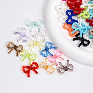 Colorful transparent acrylic bow beads for DIY jewelry making and keychain accessories