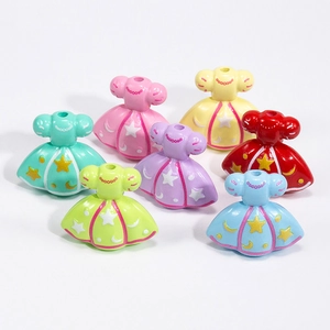 Acrylic Painted Princess Dress Beads Star Moon Pattern DIY Jewelry Making Accessories Bracelet Keychain Spacers Beads