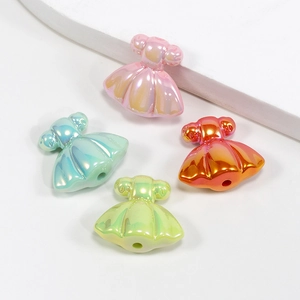 Acrylic princess dress beads with iridescent rainbow finish for DIY jewelry crafts