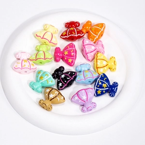 Colorful acrylic princess dress beads with gold star patterns for DIY jewelry making