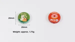 Detailed macro view of 20mm round cartoon beads for DIY jewelry and phone charms