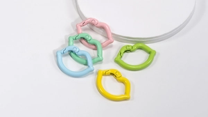 Lip-shaped spring ring hooks in pastel colors for DIY jewelry and bag accessories
