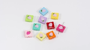 Colorful strawberry patterned acrylic square beads for DIY jewelry and keychains