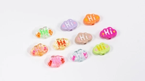 Cloud-shaped acrylic beads with Hi print for DIY jewelry making in assorted colors