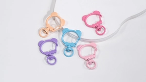 Colorful bear-shaped metal spring rings and lobster clasps for DIY jewelry making