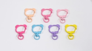 Colorful bear-shaped alloy lobster clasps with rotating rings for DIY jewelry