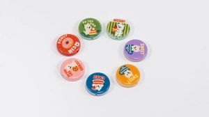 Colorful round cartoon puppy beads with donut sweet dessert prints for jewelry making