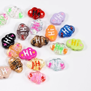 Colorful cloud shaped DIY beads with Hi lettering for jewelry making and crafts