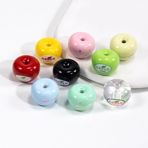 Acrylic Apple Shaped Beads DIY Jewelry Making Colorful Loose Beads For Necklace Bracelet Keychain Phone Chain Accessories