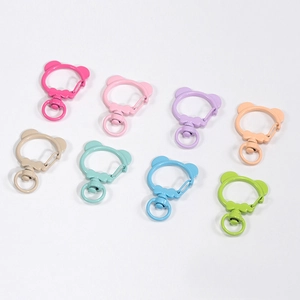 Colorful bear-shaped alloy lobster clasps and keyrings for DIY jewelry making accessories