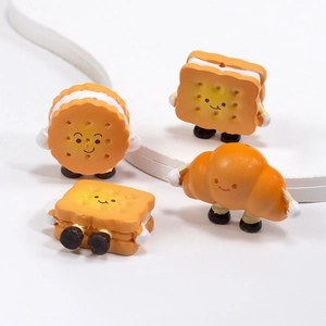 Cartoon Simulation Food Acrylic Pendants Personified Biscuit Bread Croissant Charms For DIY Keychain Jewelry Making Accessories