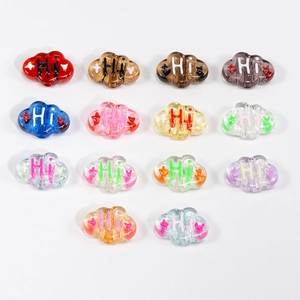 Colorful cloud beads with Hi lettering and star patterns for DIY jewelry making sets