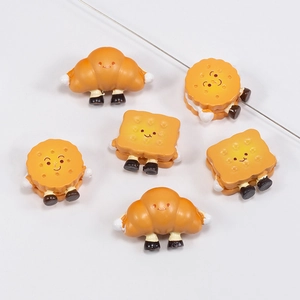 Cute acrylic croissant and biscuit beads for DIY jewelry making with cartoon expressions