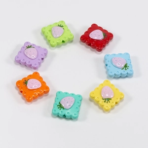 DIY colorful acrylic strawberry cracker beads for handmade keychains and jewelry making