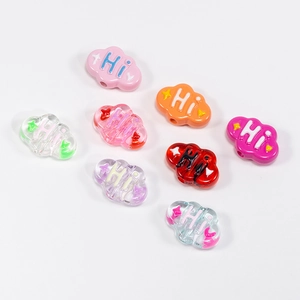Colorful cloud shaped DIY beads with Hi text for jewelry and handmade accessory making
