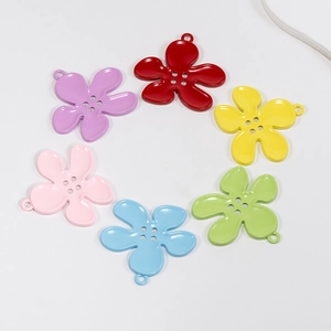 Floral alloy pendants in six vibrant colors for DIY jewelry and bag charms