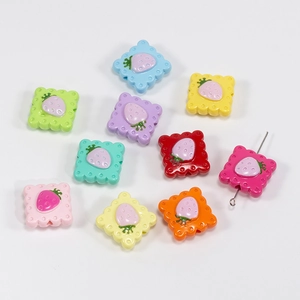 Colorful acrylic strawberry biscuit beads for DIY jewelry and keychain making accessories